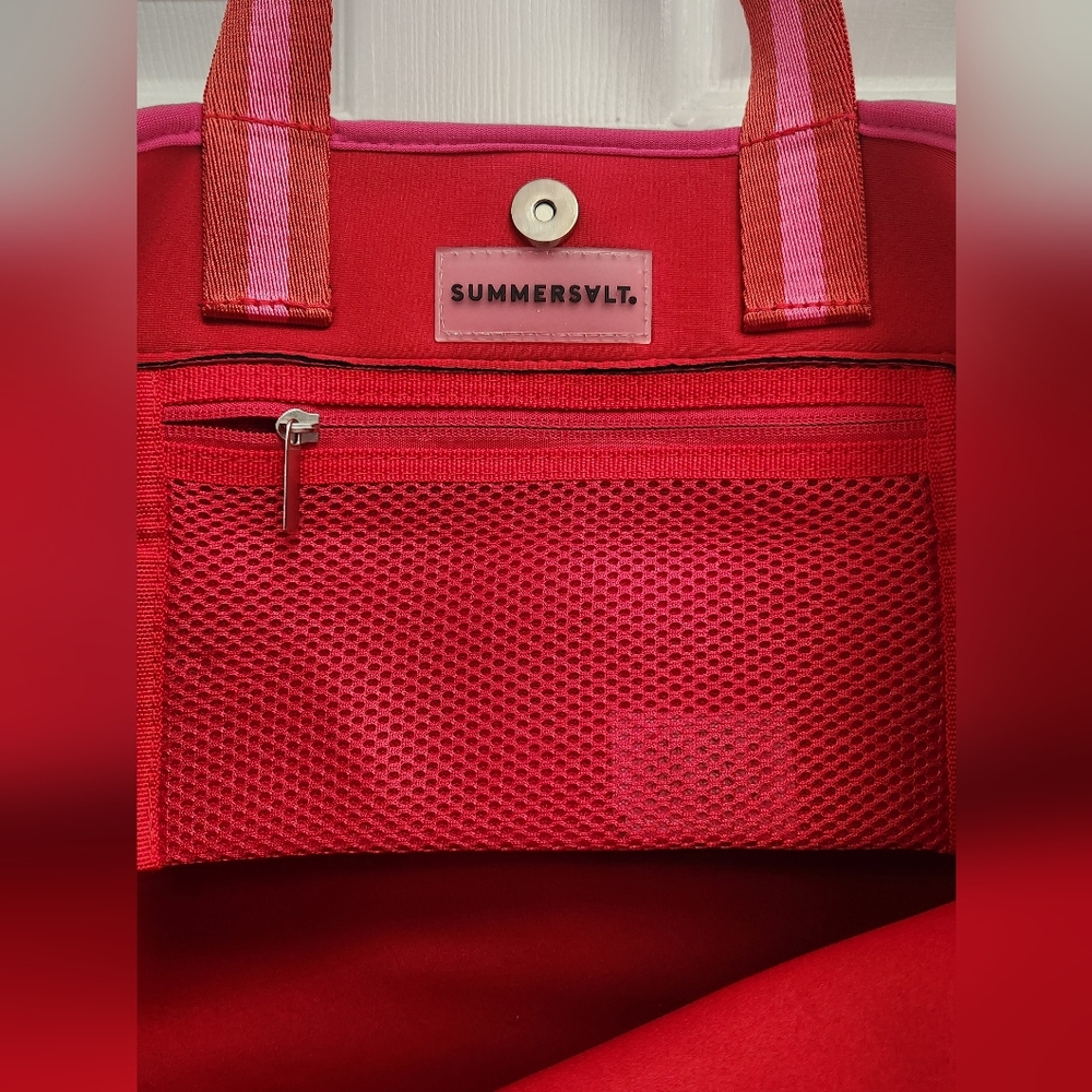 Summersalt Tote Bag Womens Pink Red Beach Tote Neoprene - Picture 2 of 3